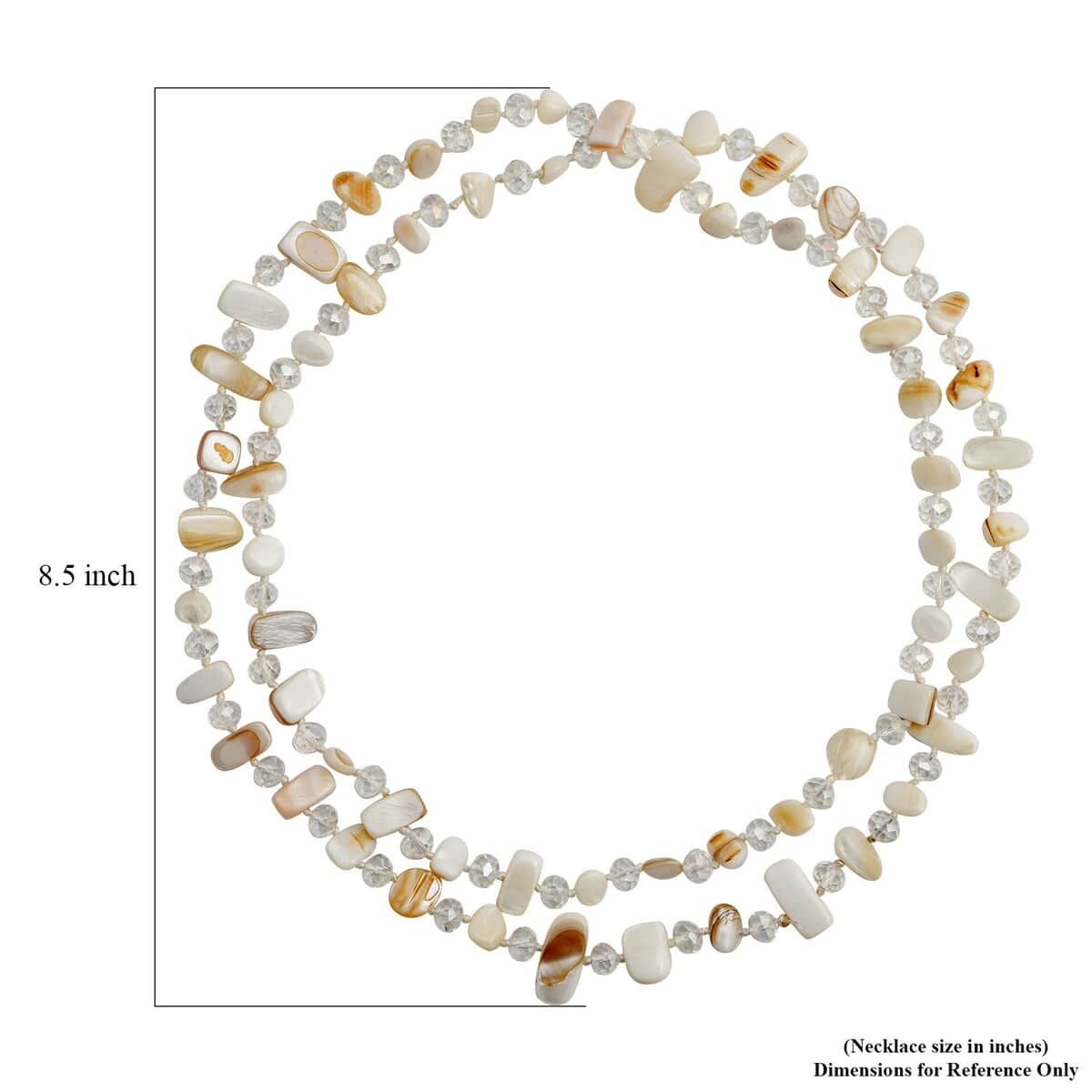 White Shell Chips and Aurora Borealis Color Glass Beaded Necklace 47 Inches image number 3