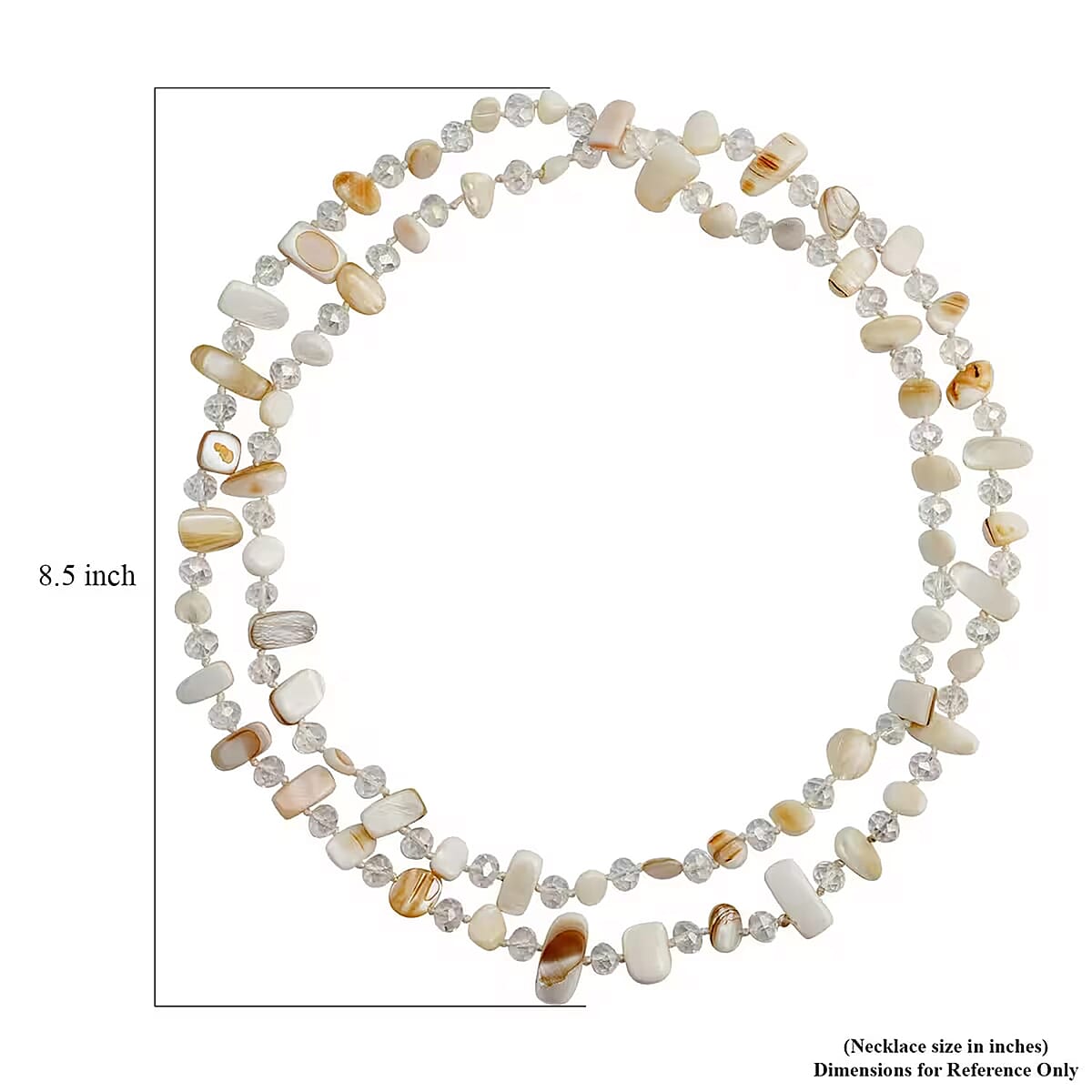 White Shell Chips and Aurora Borealis Color Glass Beaded Necklace 47 Inches image number 6