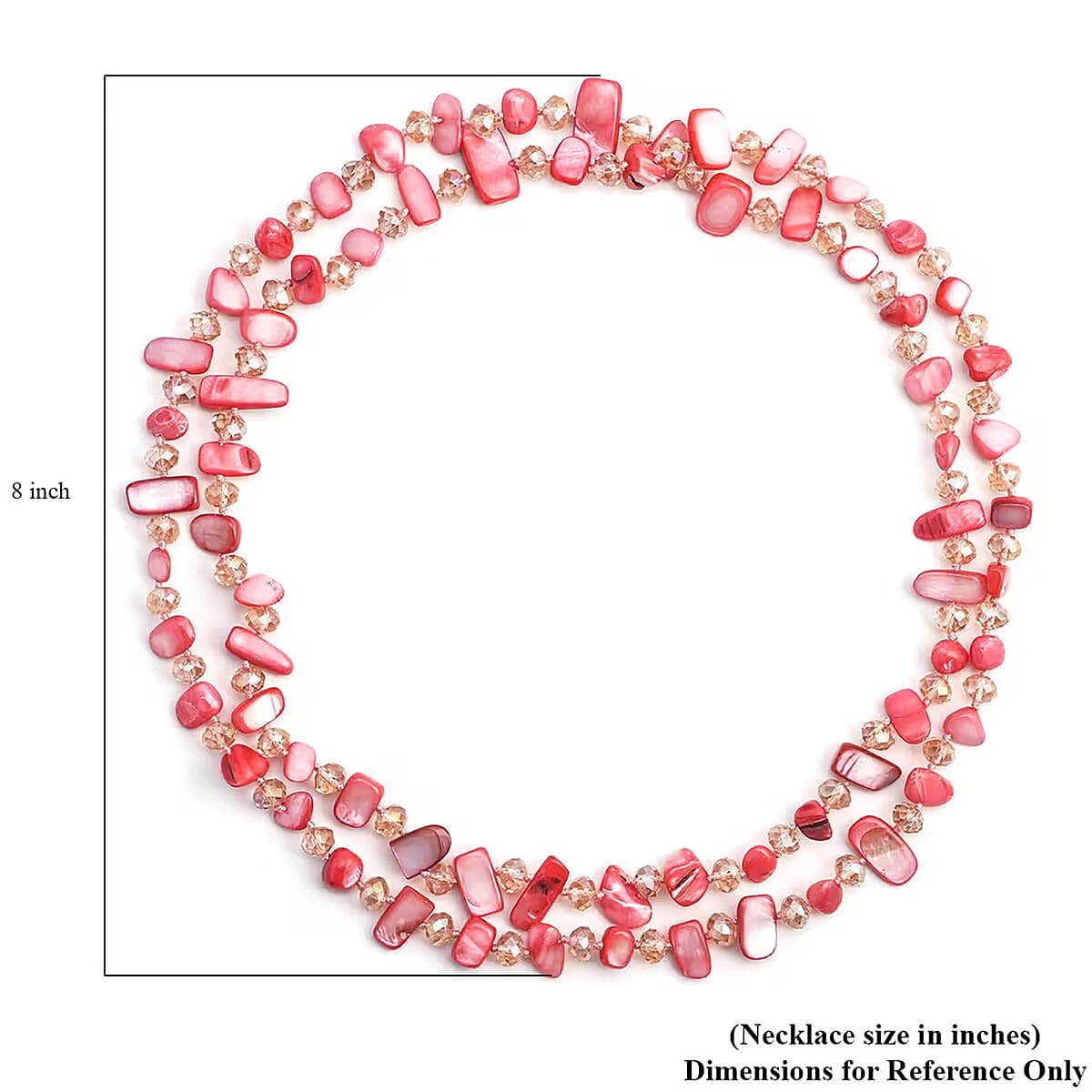 Pink Shell Chips and Pink Color Glass Beaded Necklace 47 Inches image number 6