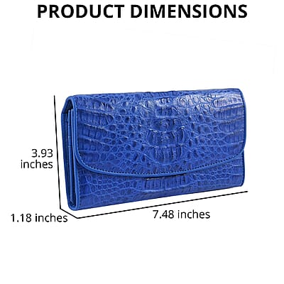 Closeout Brand River Royal Blue Genuine Crocodile Leather Clutch Bag