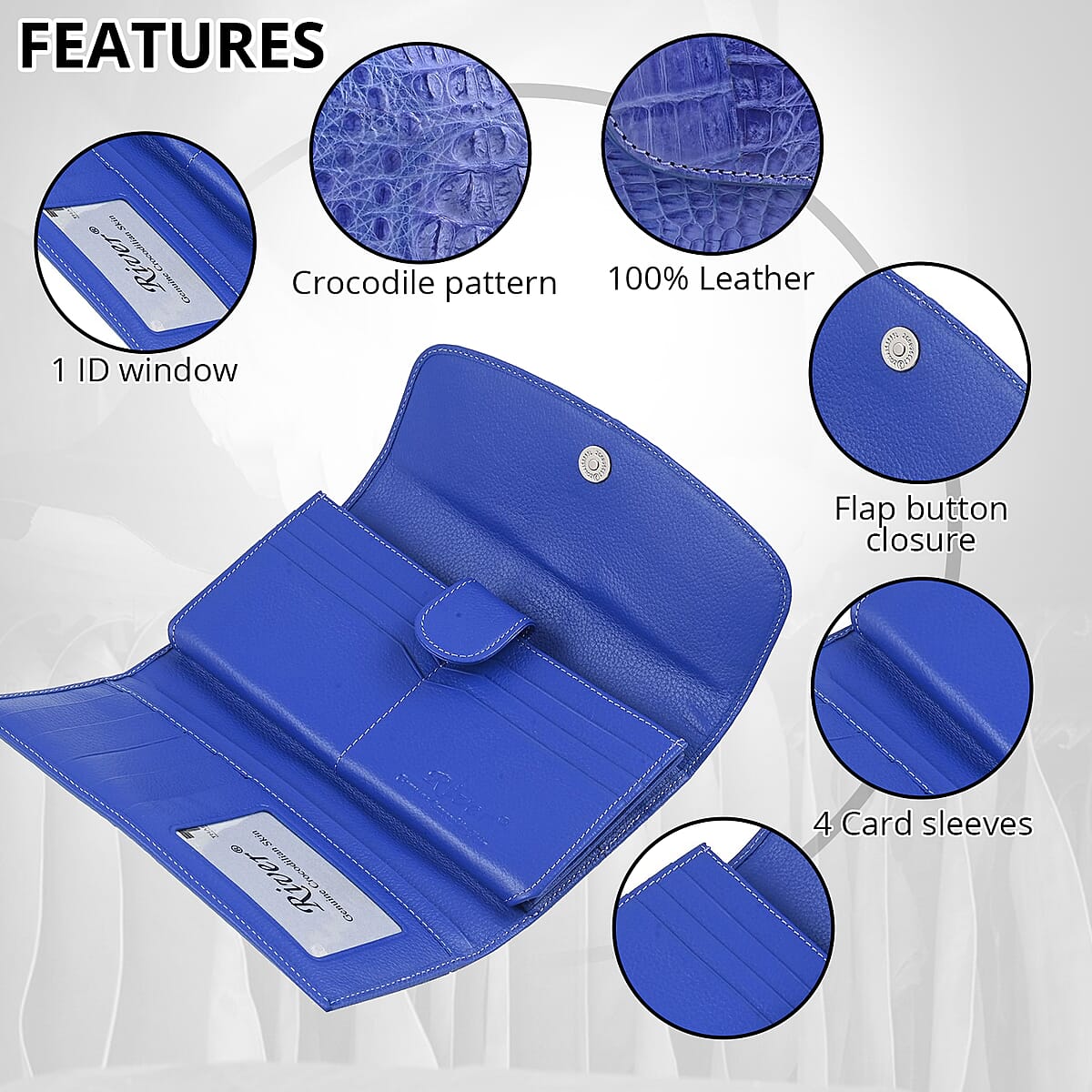 Closeout Brand River Light Purple Genuine Crocodile Leather Clutch Bag image number 1