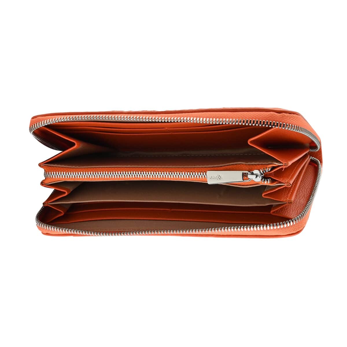 Doorbuster Closeout Brand River Orange Crocodile Embossed Genuine Leather Clutch Bag image number 4