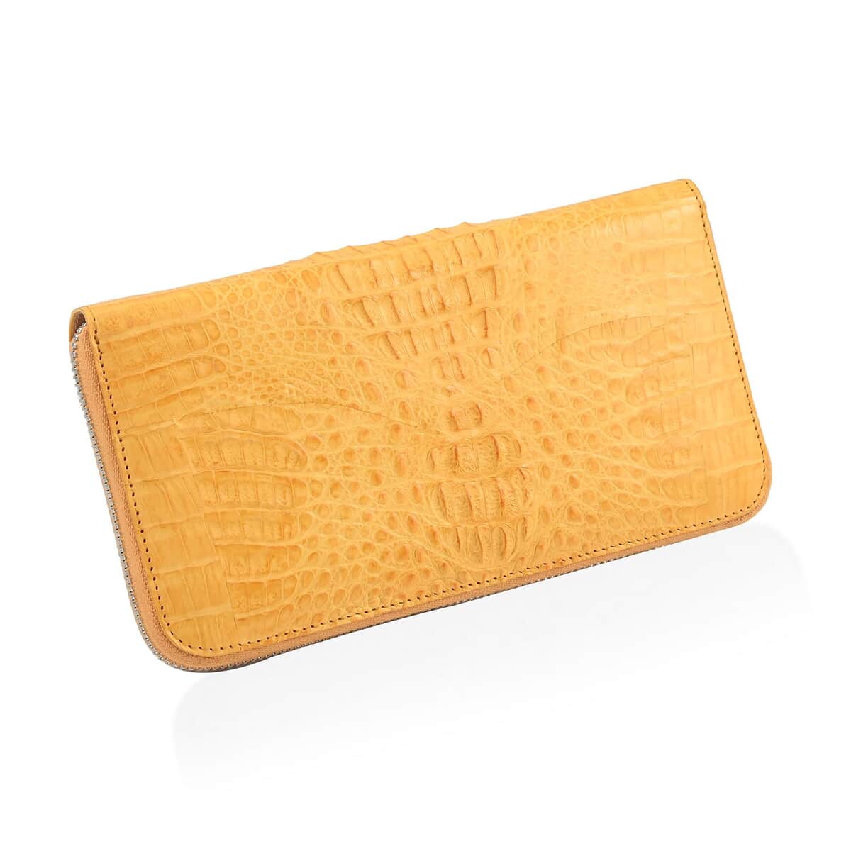 Closeout Brand River Yellow Genuine Crocodile Leather Clutch Bag , Clutches for Women , Leather Handbag , Clutch Purse image number 0