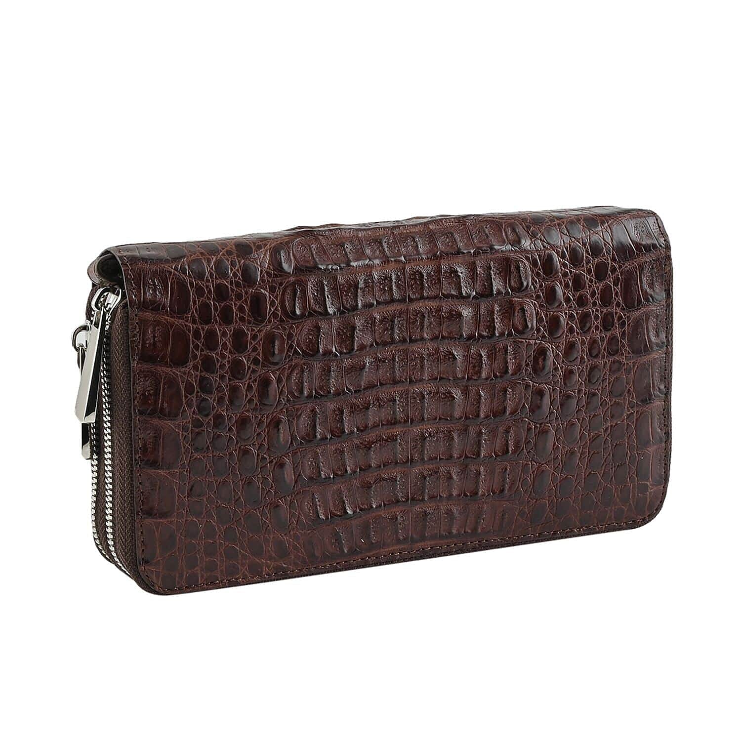 Closeout Brand River Brown Genuine Crocodile Leather Clutch Bag