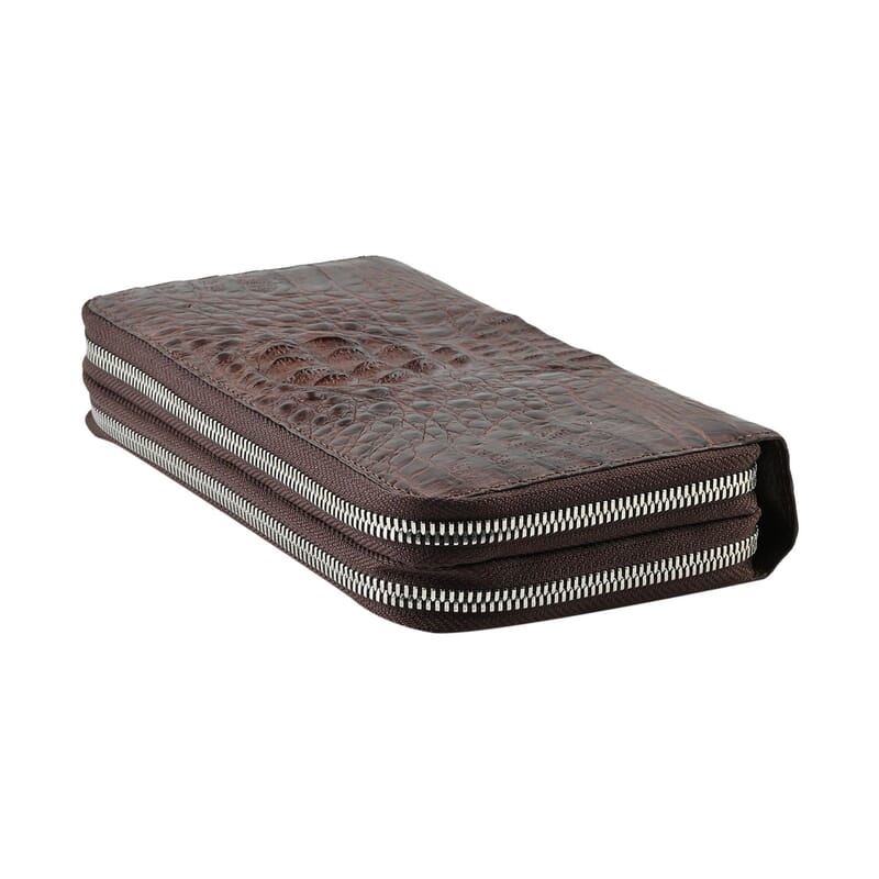 Closeout Brand River Brown Genuine Crocodile Leather Clutch Bag