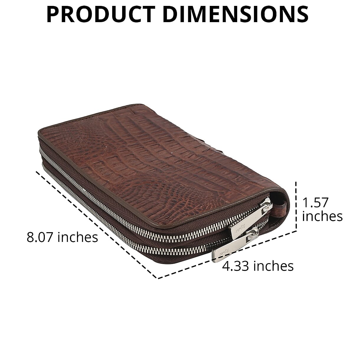 Closeout Brand River Dark Brown Genuine Crocodile Leather Clutch Bag image number 2