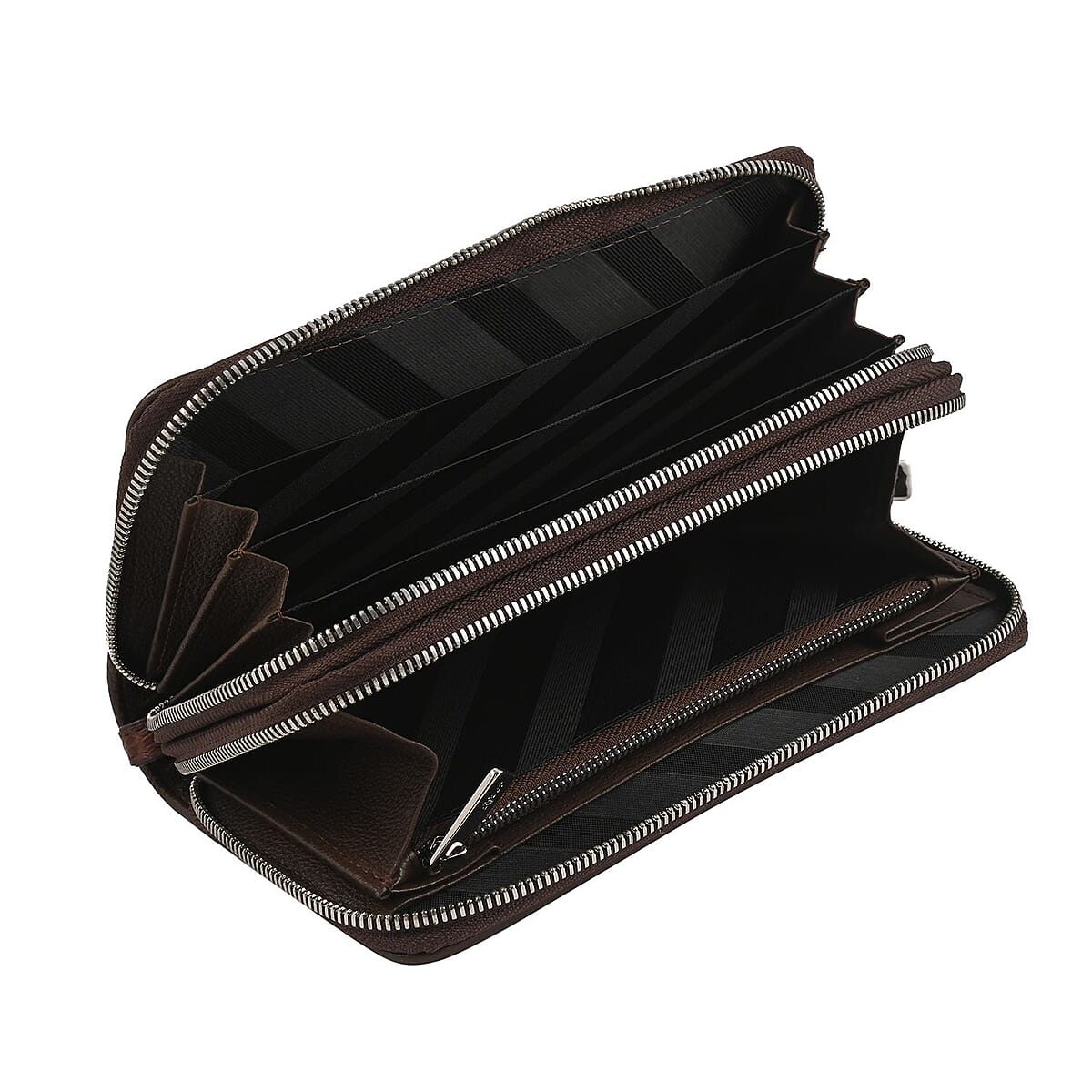 Closeout Brand River Dark Brown Genuine Crocodile Leather Clutch Bag image number 3