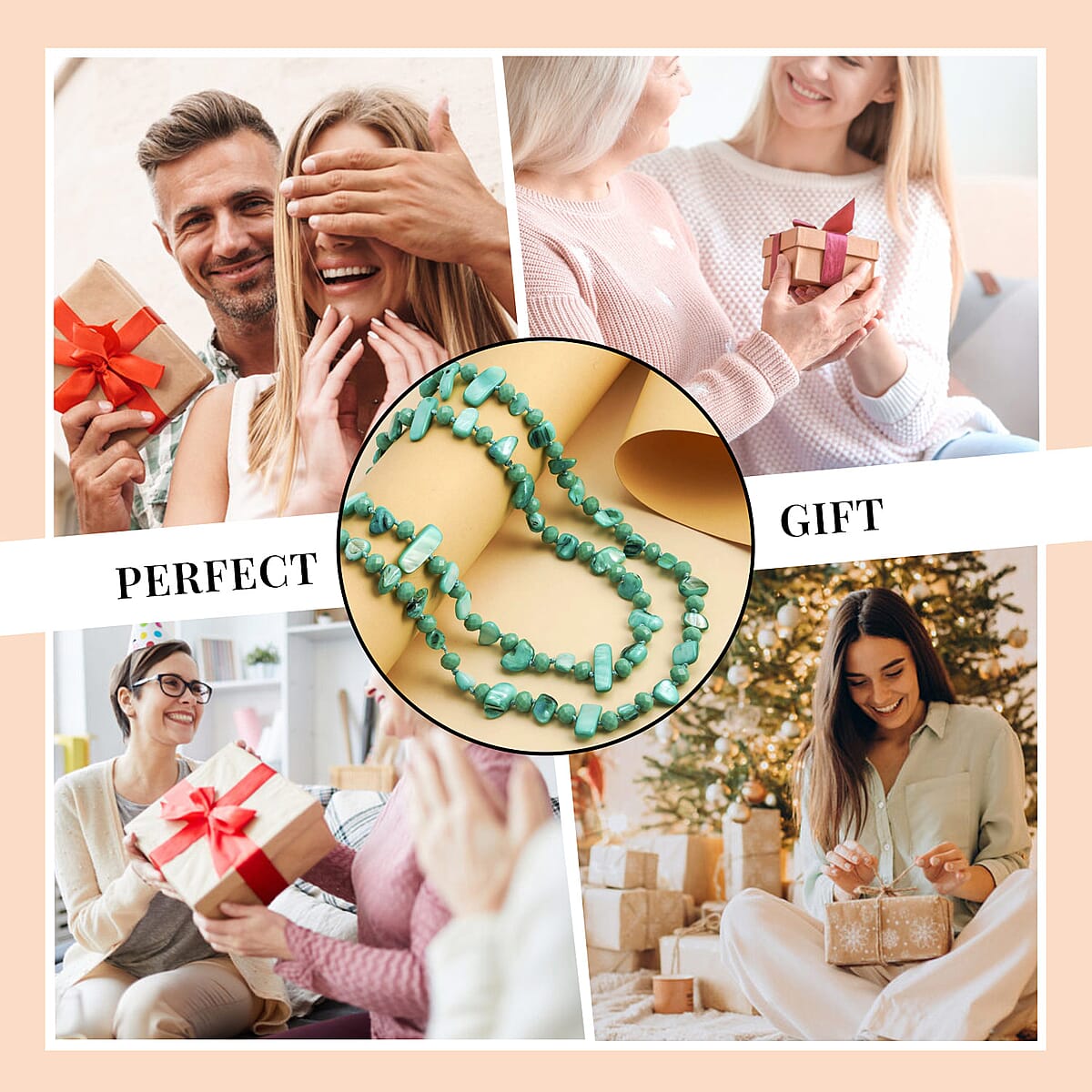 Green Shell Chips and Green Color Glass Beaded Necklace 47 Inches image number 5