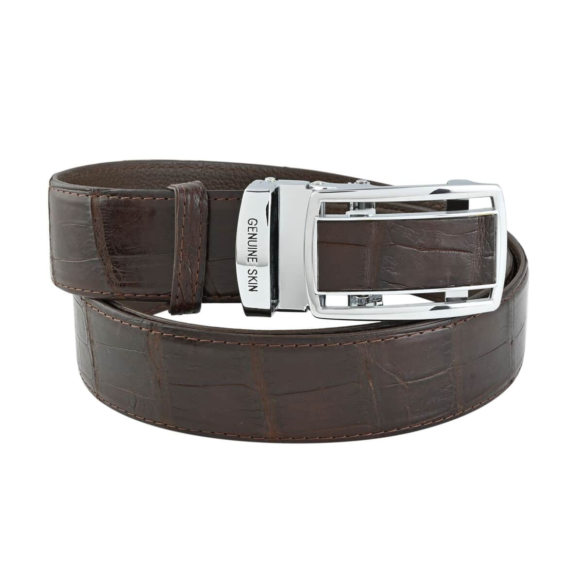Closeout Brand River Kango Brown Crocodile Embossed Genuine Leather Belt image number 0