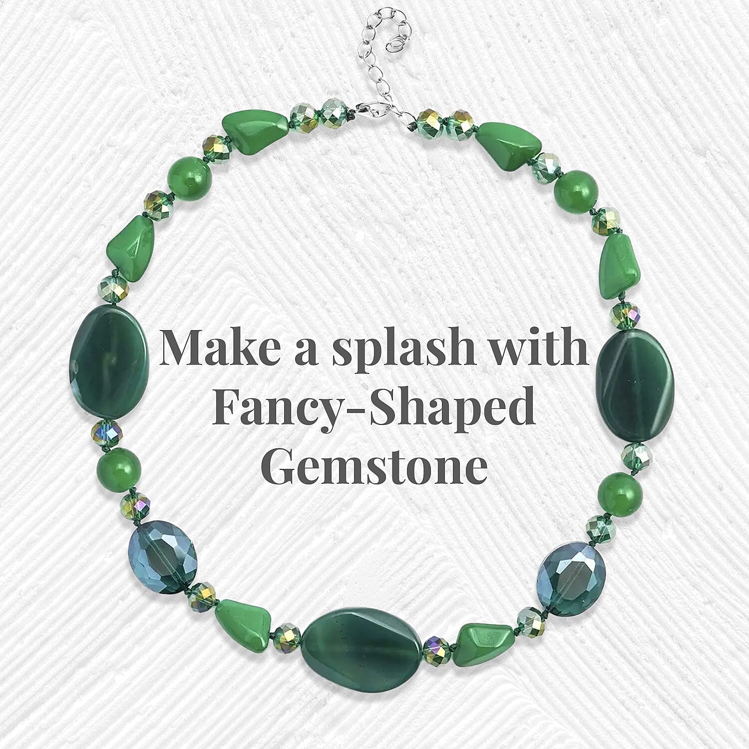 Green Agate and Green Magic Color Glass  200.00 ctw Necklace in Silvertone 20-22 Inches