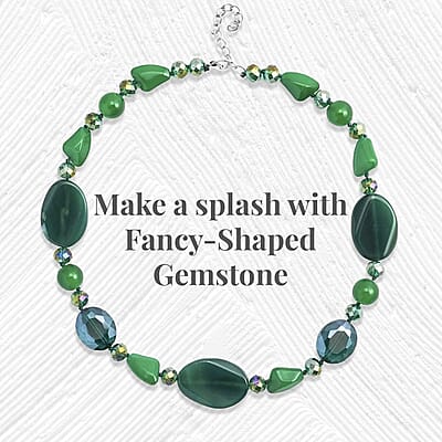 Green Agate and Green Magic Color Glass  200.00 ctw Necklace in Silvertone 20-22 Inches