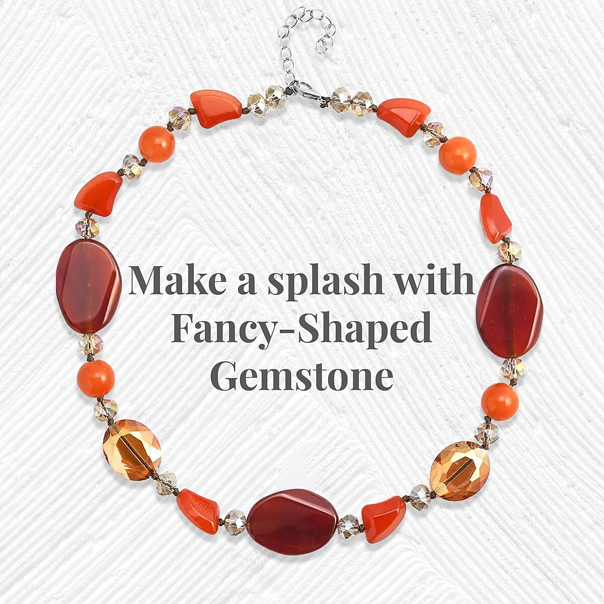 Red Agate and Multi Color Glass 200.00 ctw Necklace in Silvertone 20-22 Inches image number 3