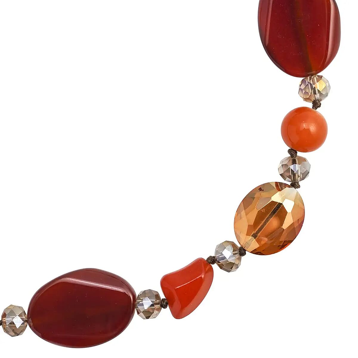 Red Agate and Multi Color Glass 200.00 ctw Necklace in Silvertone 20-22 Inches image number 5