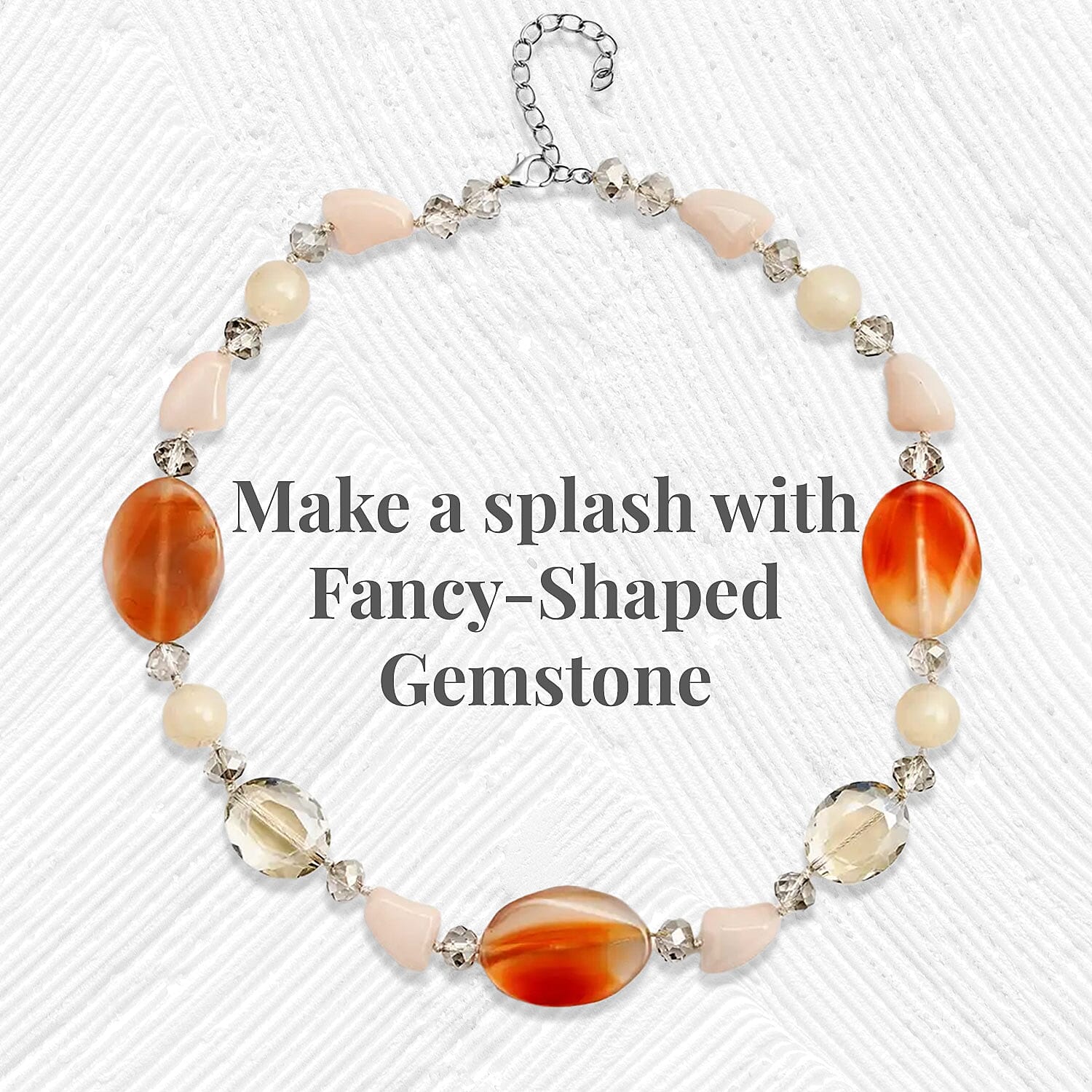 Champagne Agate and Multi Color Glass 200.00 ctw Necklace in Silvertone 20-22 Inches
