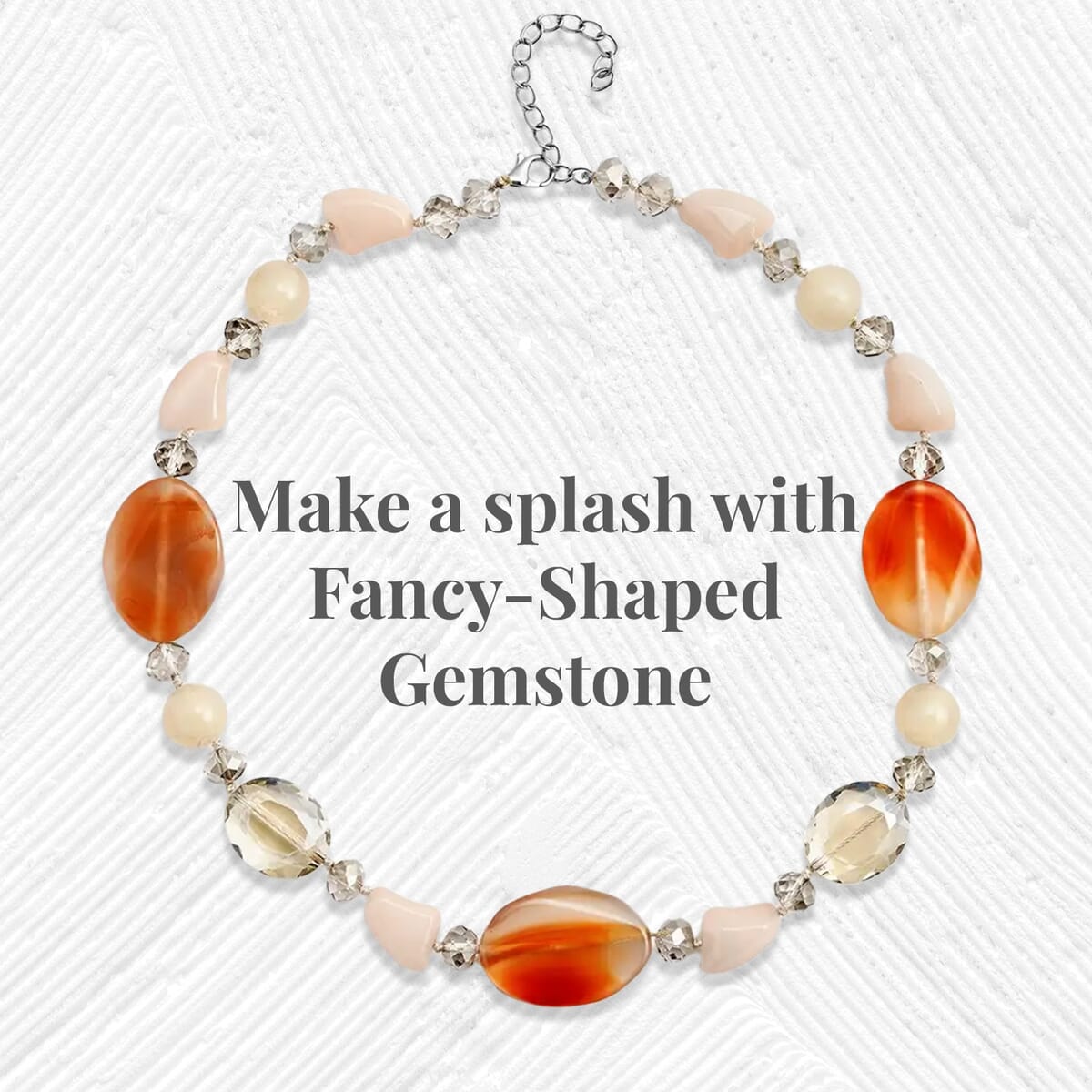 Champagne Agate and Multi Color Glass 200.00 ctw Necklace in Silvertone 20-22 Inches image number 3