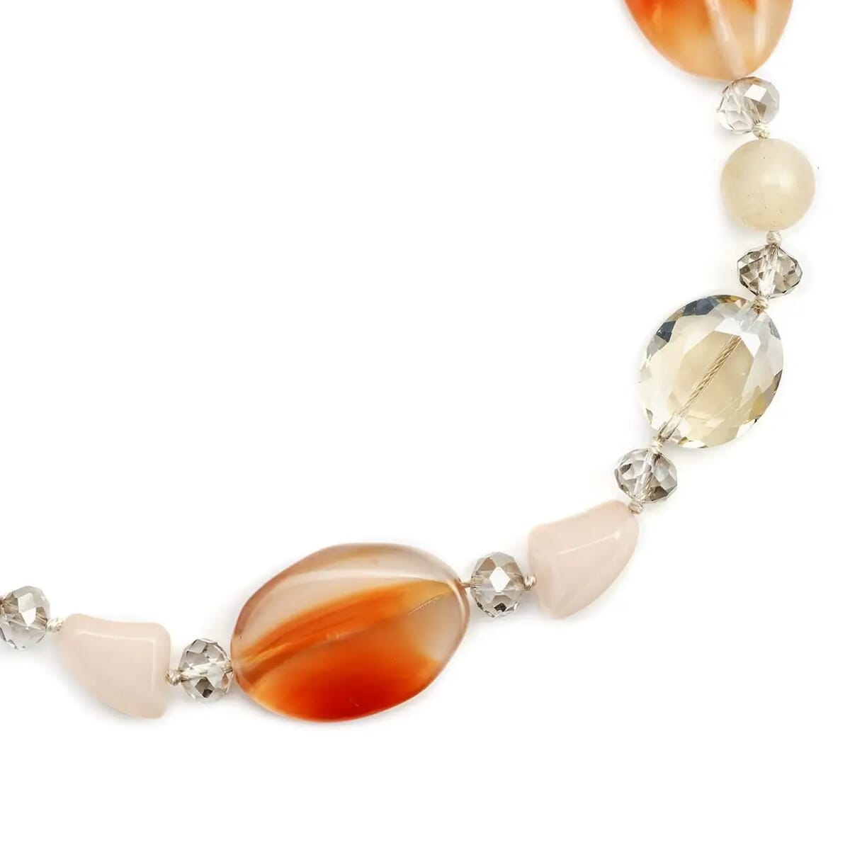 Champagne Agate and Multi Color Glass 200.00 ctw Necklace in Silvertone 20-22 Inches image number 5