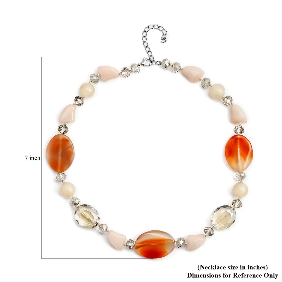 Champagne Agate and Multi Color Glass 200.00 ctw Necklace in Silvertone 20-22 Inches image number 6