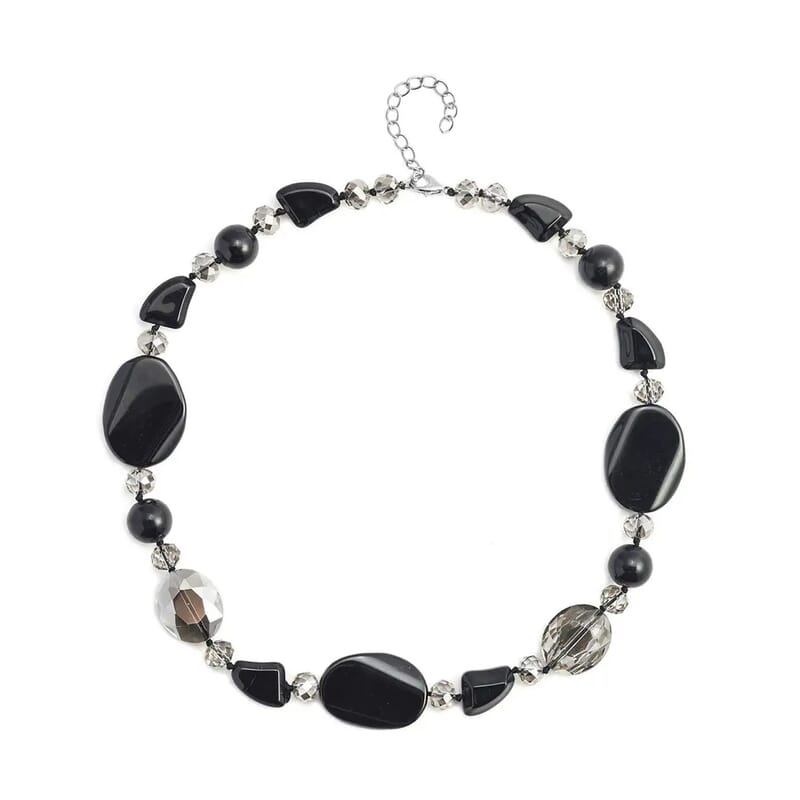 Champagne Agate and Multi Color Glass 200.00 ctw Necklace in Silvertone 20-22 Inches
