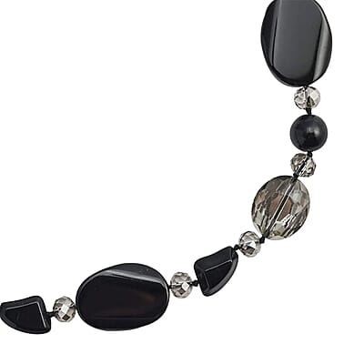 Champagne Agate and Multi Color Glass 200.00 ctw Necklace in Silvertone 20-22 Inches