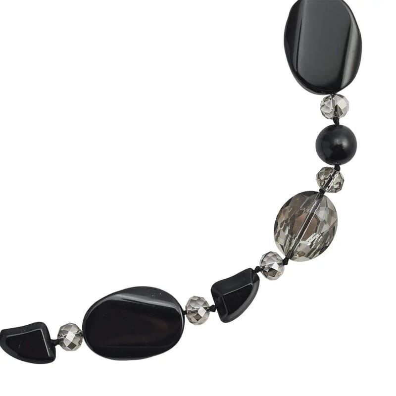 Champagne Agate and Multi Color Glass 200.00 ctw Necklace in Silvertone 20-22 Inches