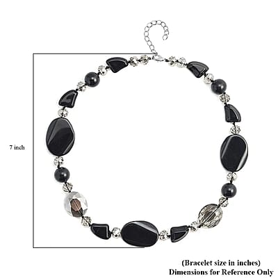 Champagne Agate and Multi Color Glass 200.00 ctw Necklace in Silvertone 20-22 Inches