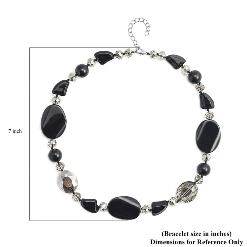 Champagne Agate and Multi Color Glass 200.00 ctw Necklace in Silvertone 20-22 Inches