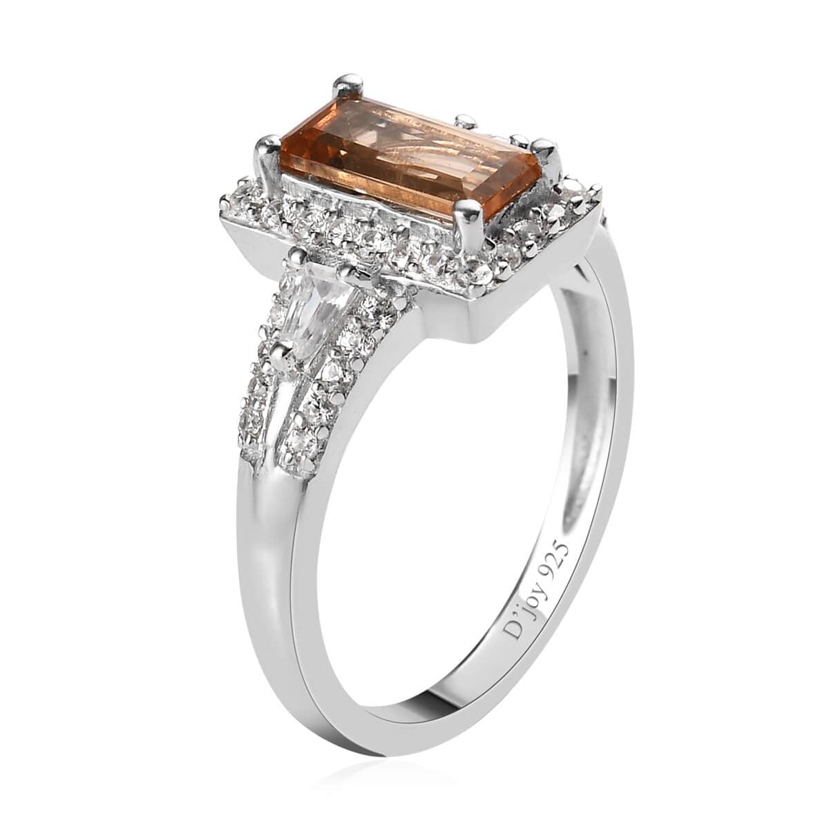 Premium Golden Imperial Topaz and Natural White Zircon Ring in Platinum Over Sterling Silver 1.50 ctw image number 3