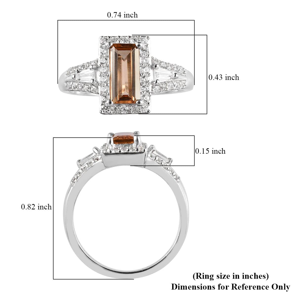 Premium Golden Imperial Topaz and Natural White Zircon Ring in Platinum Over Sterling Silver 1.50 ctw image number 5