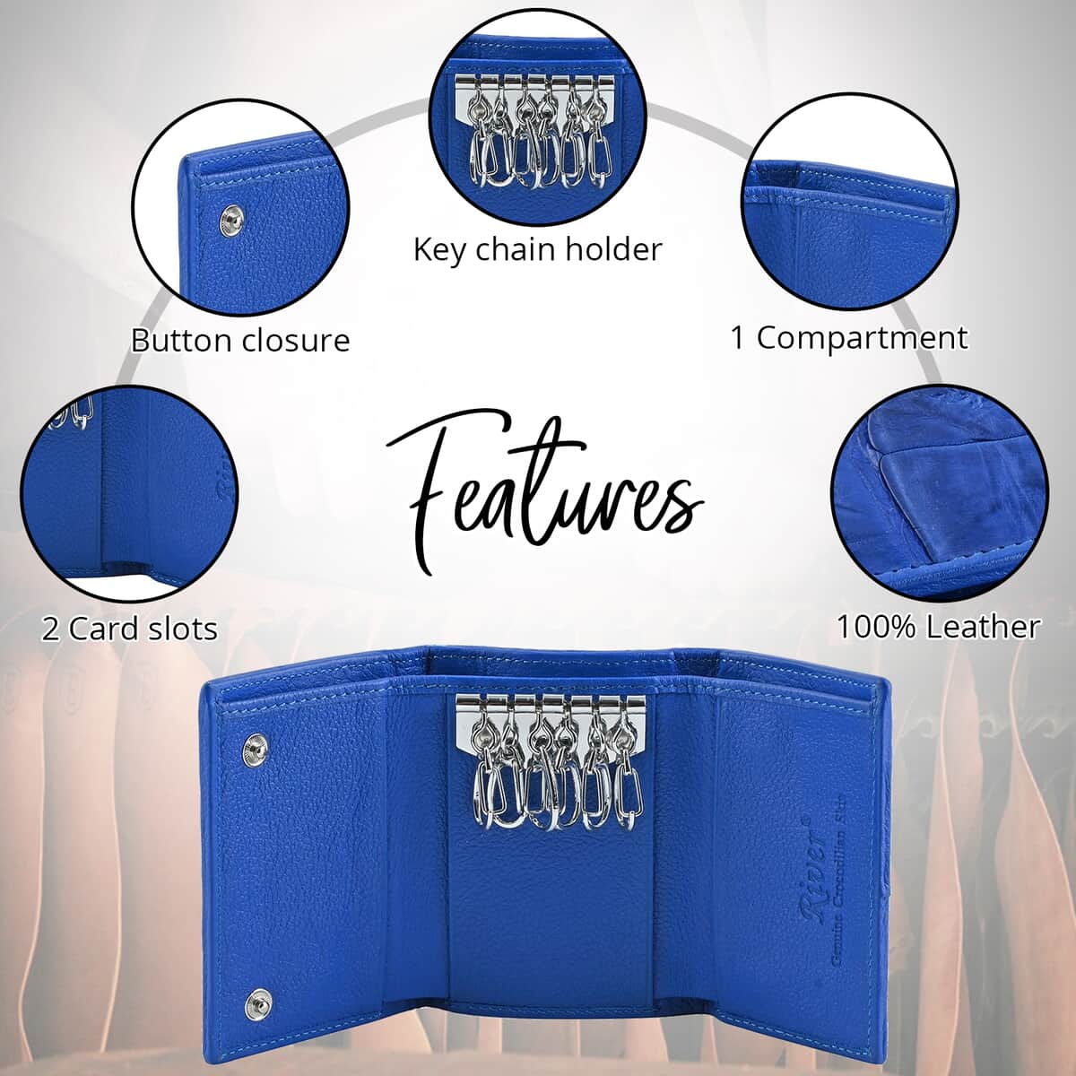 Closeout Brand River Royal Blue Genuine Crocodile Leather Clutch Bag image number 1