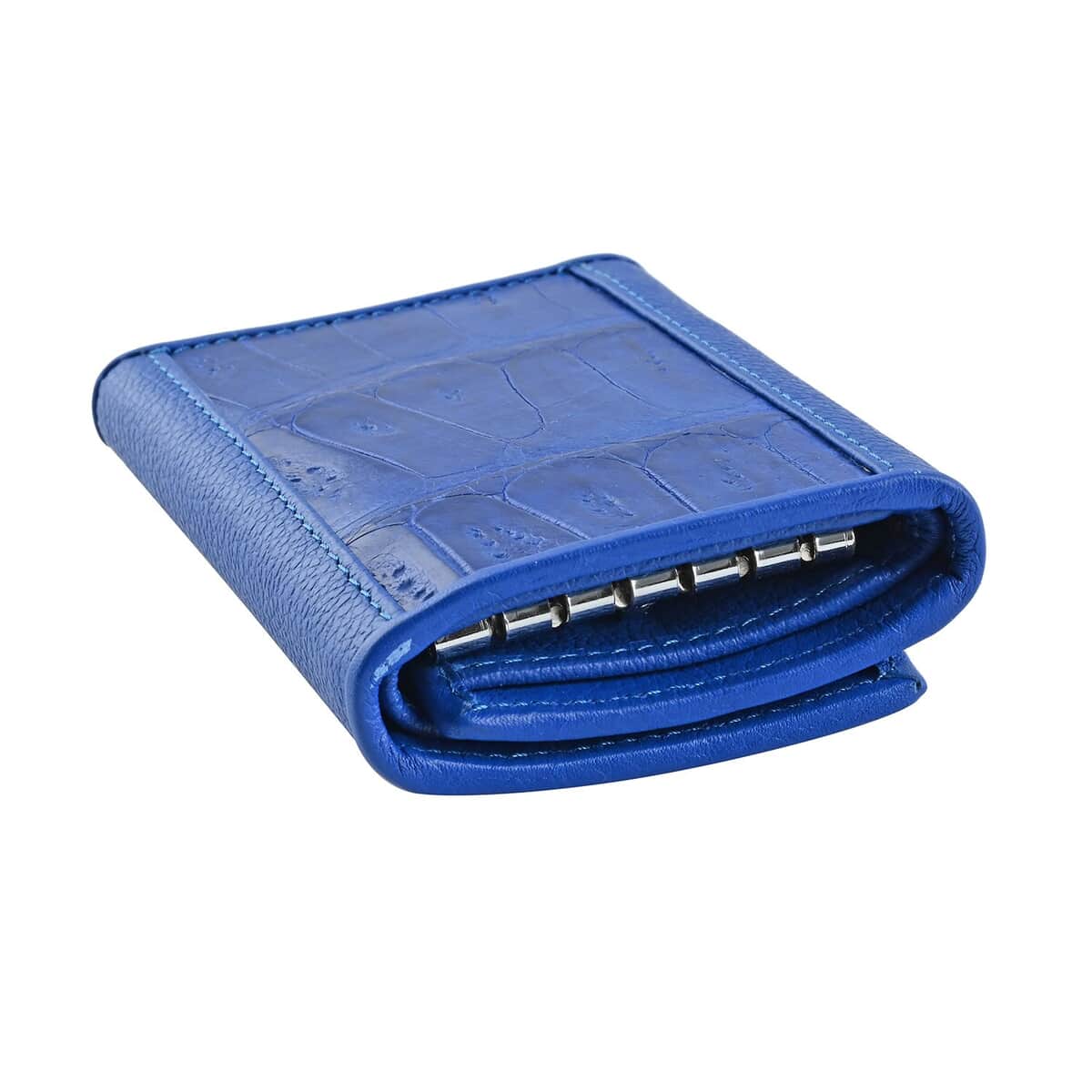 Closeout Brand River Royal Blue Genuine Crocodile Leather Clutch Bag image number 3