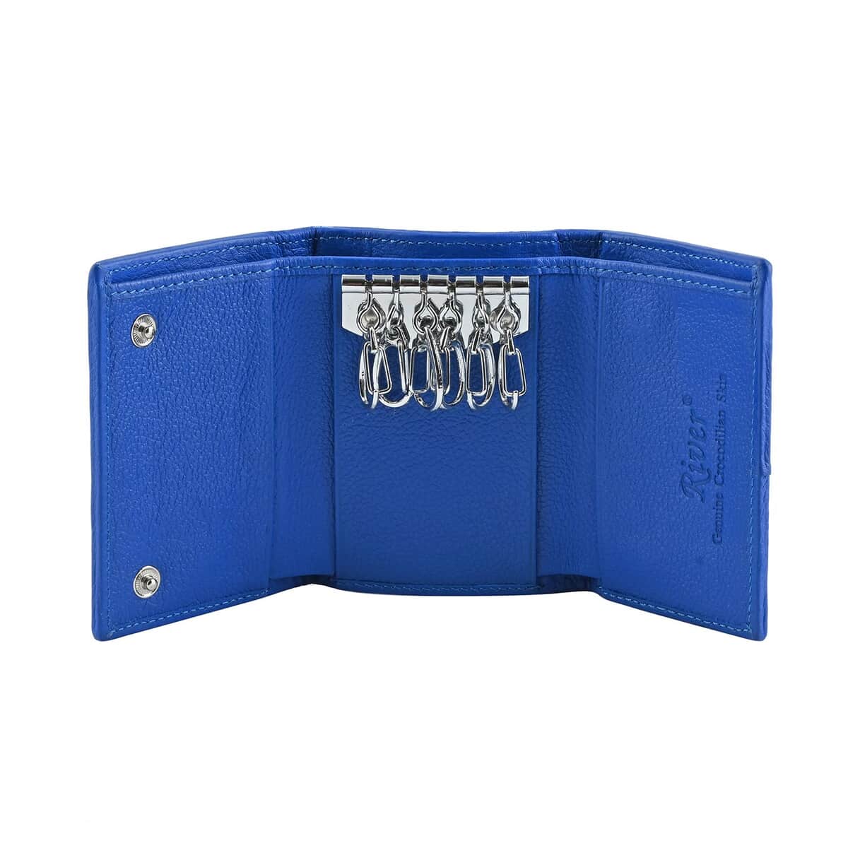 Closeout Brand River Royal Blue Genuine Crocodile Leather Clutch Bag image number 4
