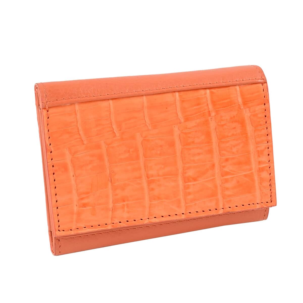 Closeout Brand River Orange Genuine Crocodile Leather Clutch Bag image number 0