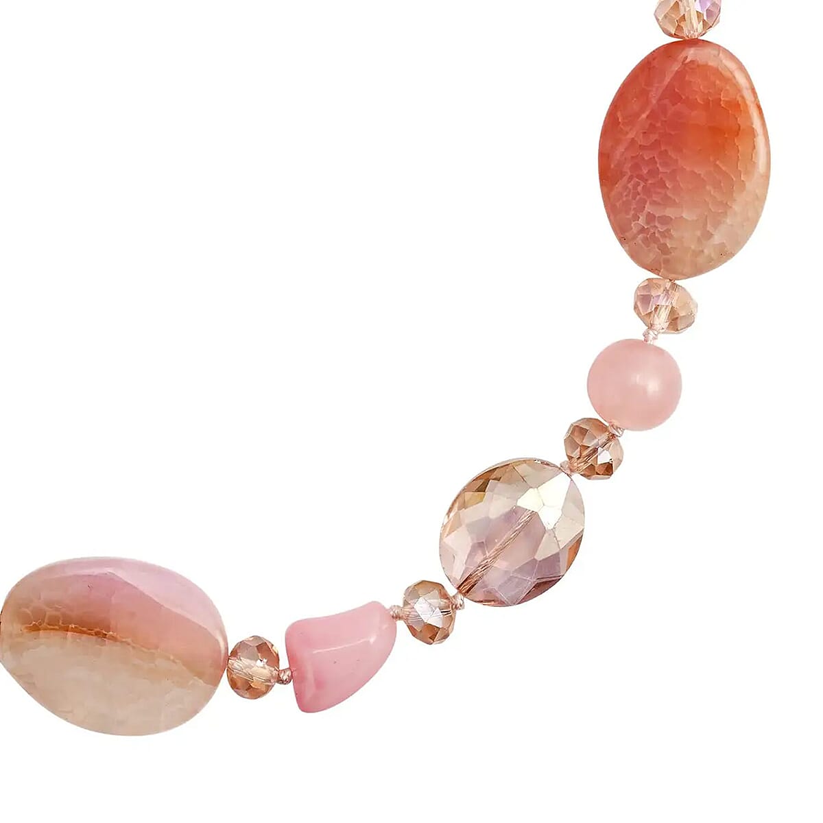 Pink Agate and Pink Color Glass 200.00 ctw Beaded Necklace in Silvertone 20-22 Inches image number 5
