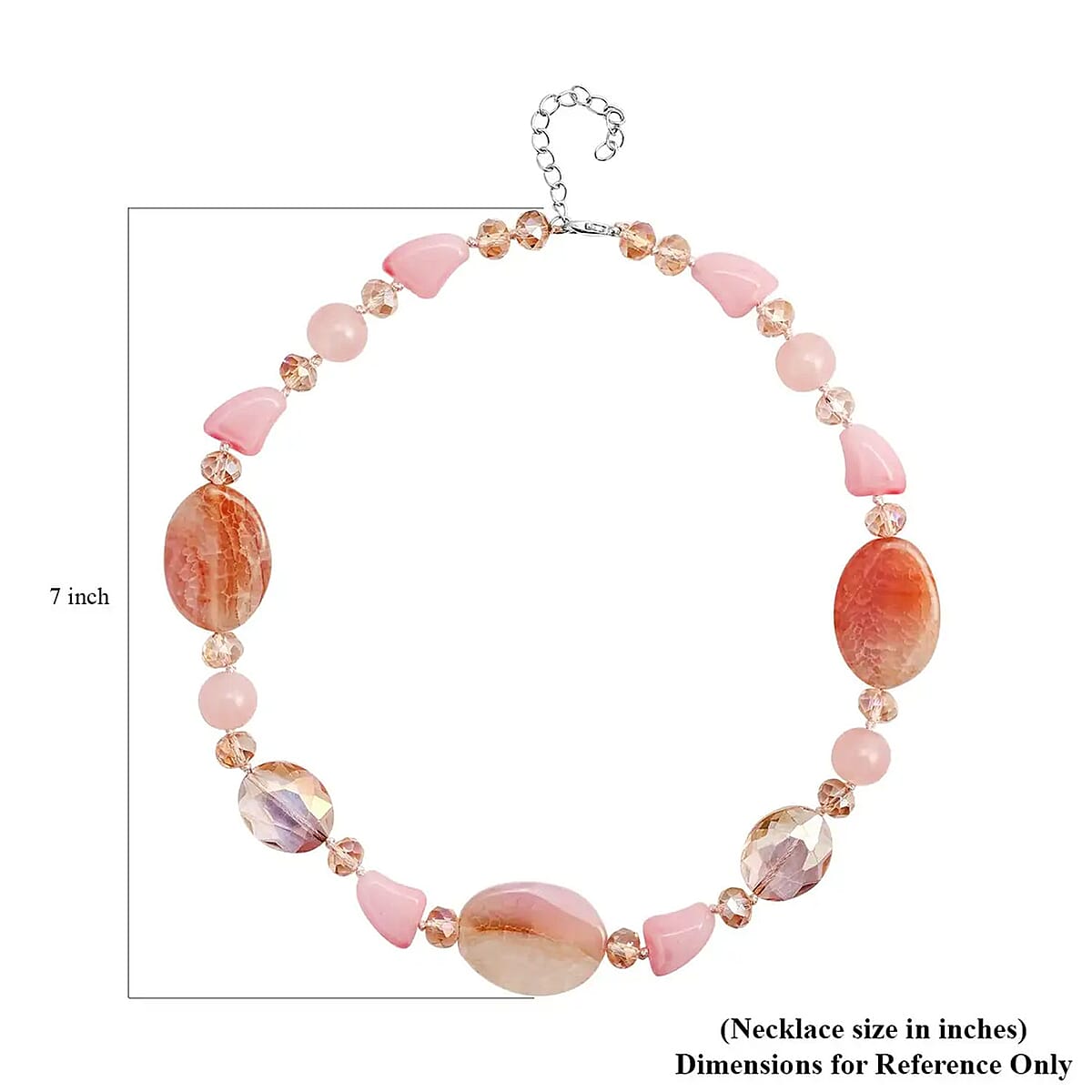 Pink Agate and Pink Color Glass 200.00 ctw Beaded Necklace in Silvertone 20-22 Inches image number 6