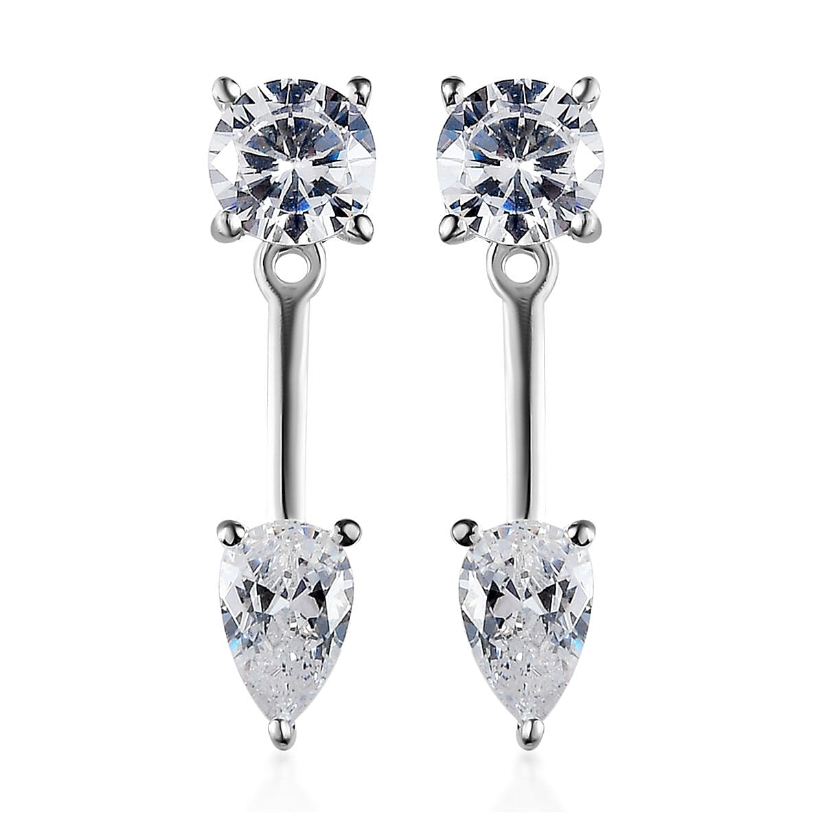 Simulated Diamond Earrings in Sterling Silver 2.90 ctw image number 0