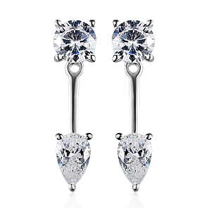 Simulated Diamond Earrings in Sterling Silver 2.90 ctw