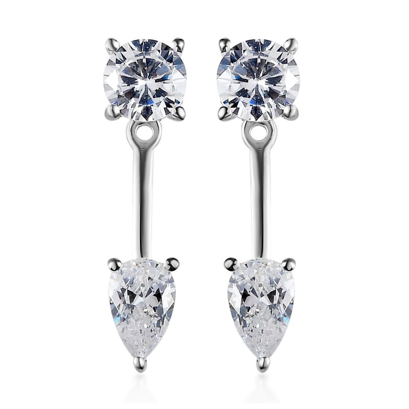 Simulated Diamond Earrings in Sterling Silver 2.90 ctw