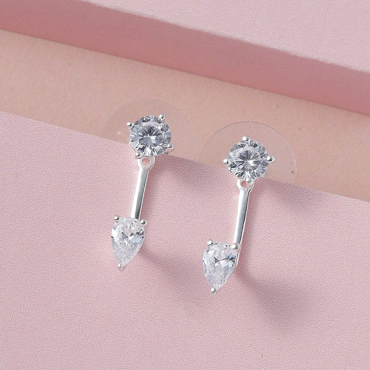 Simulated Diamond Earrings in Sterling Silver 2.90 ctw image number 1