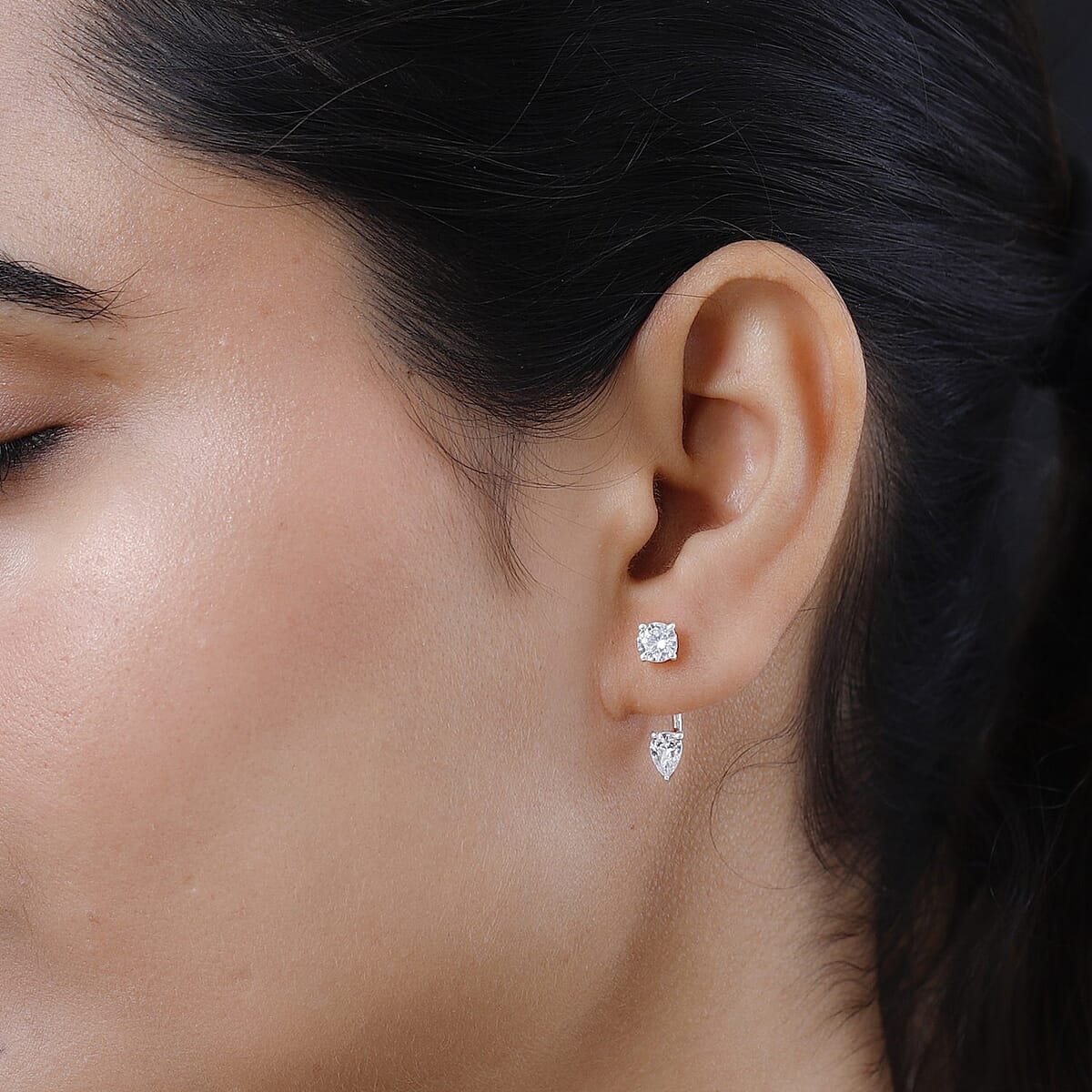 Simulated Diamond Earrings in Sterling Silver 2.90 ctw image number 2