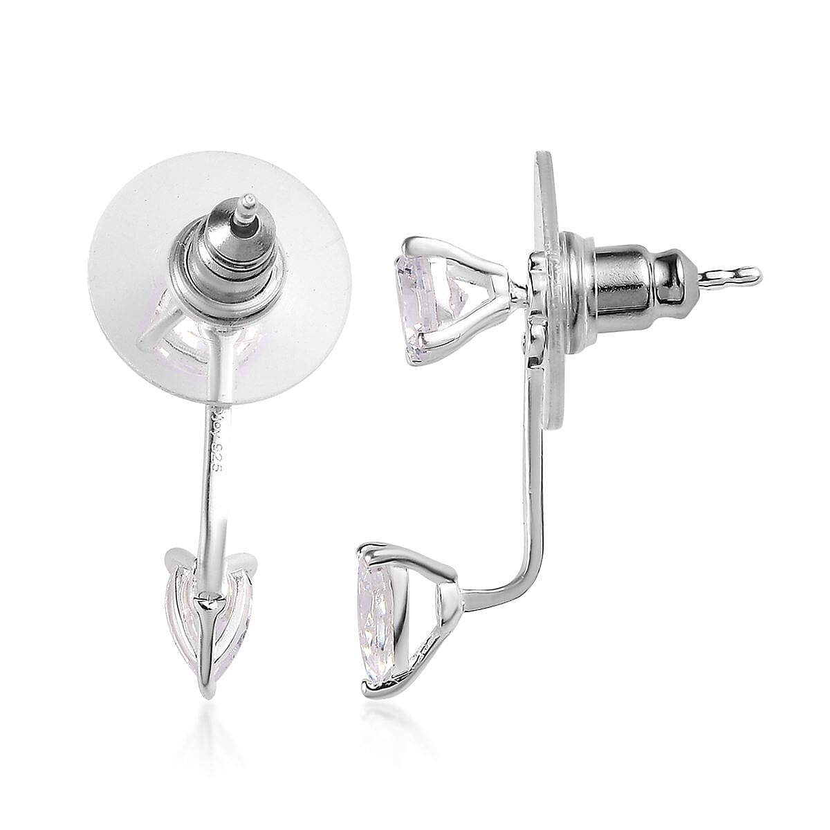 Simulated Diamond Earrings in Sterling Silver 2.90 ctw image number 5