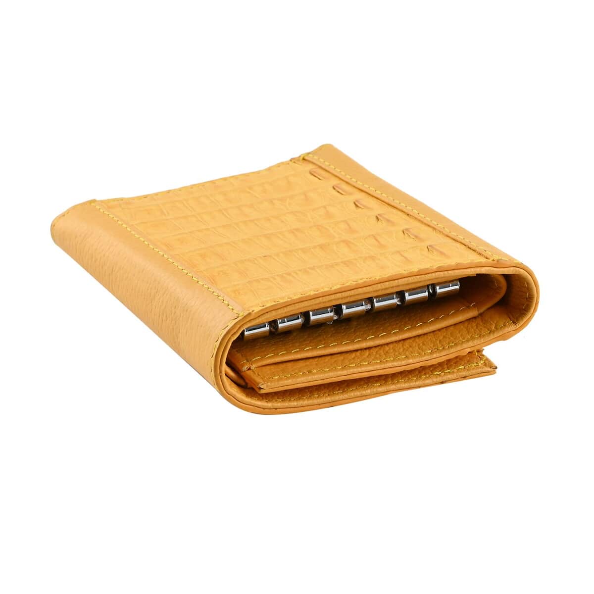 Closeout Brand River Yellow Genuine Crocodile Leather Clutch Bag image number 3