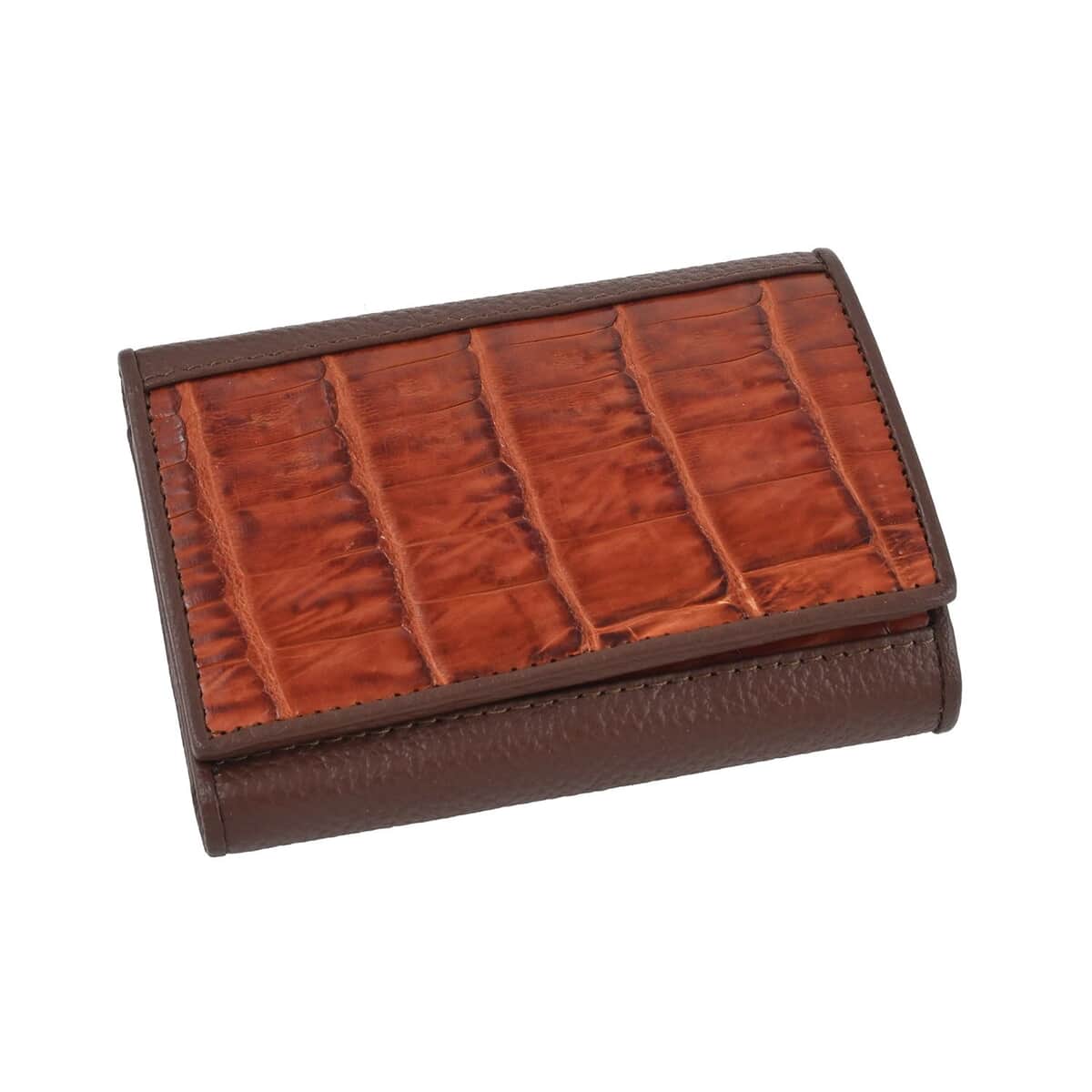 Closeout Brand River Dark Brown Crocodile Embossed Genuine Leather Clutch Bag image number 0