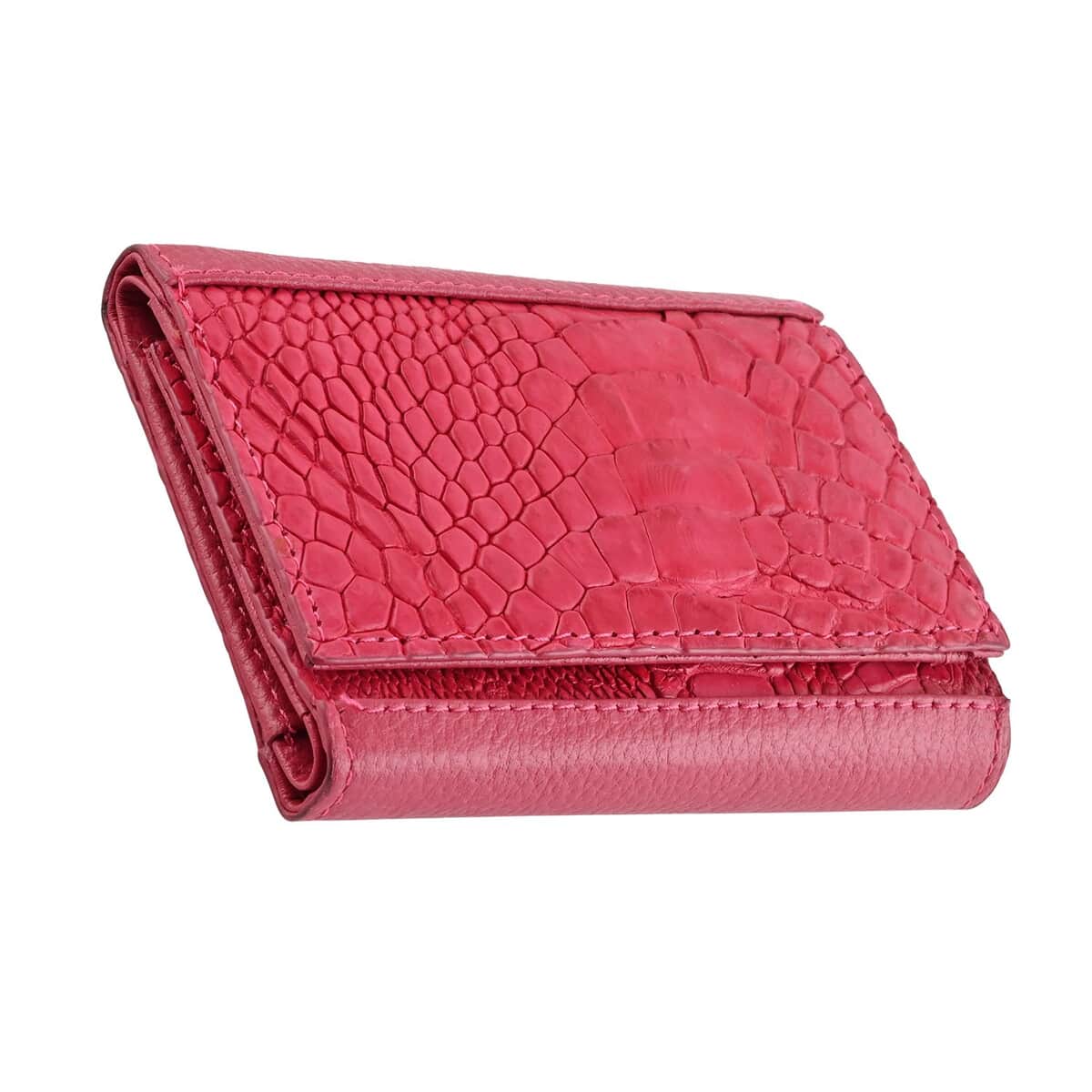Closeout Brand River Pink Crocodile Embossed Genuine Leather Clutch Bag image number 0