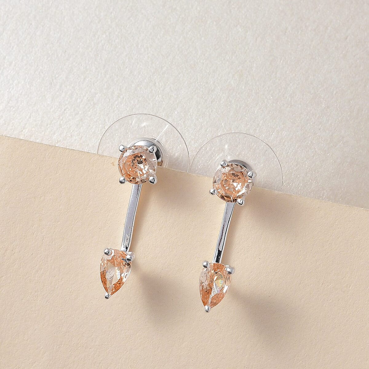 Simulated Champagne Diamond Earrings in Sterling Silver 2.75 ctw image number 1