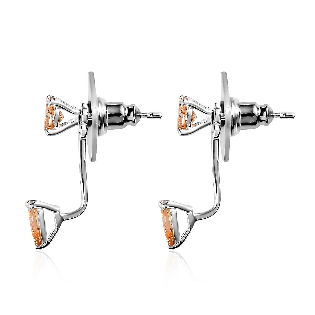 Simulated Champagne Diamond Earrings in Sterling Silver 2.75 ctw image number 3