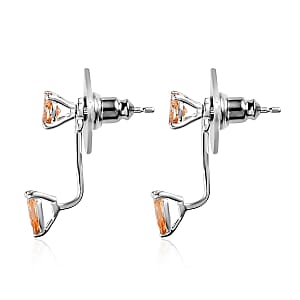 Simulated Champagne Diamond Earrings in Sterling Silver 2.75 ctw