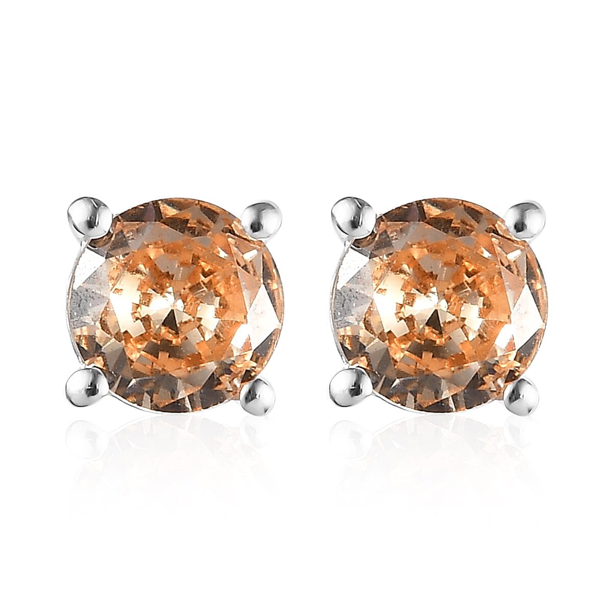 Simulated Champagne Diamond Earrings in Sterling Silver 2.75 ctw image number 5