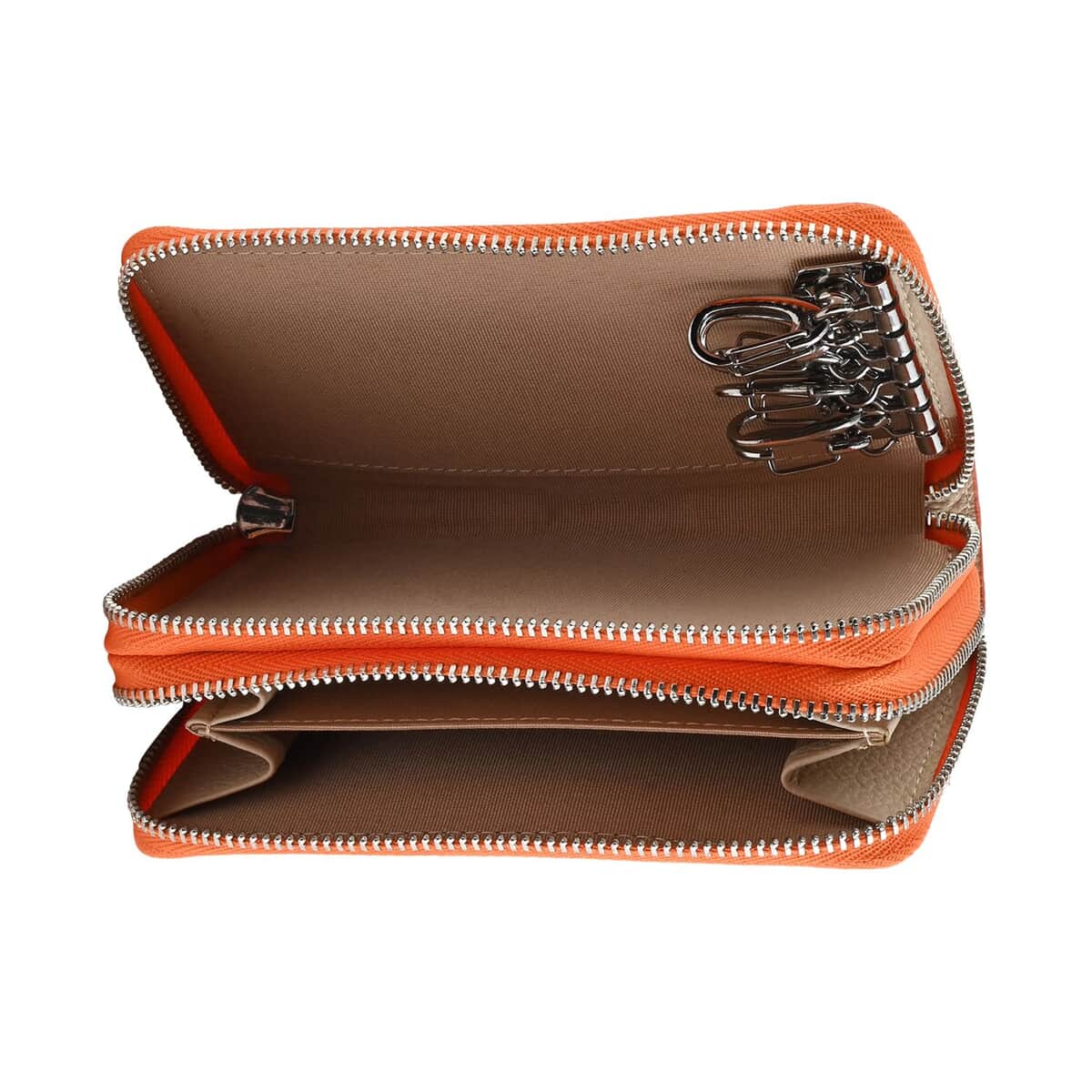 Doorbuster Closeout Brand River Orange Crocodile Embossed Genuine Leather Clutch Bag image number 3