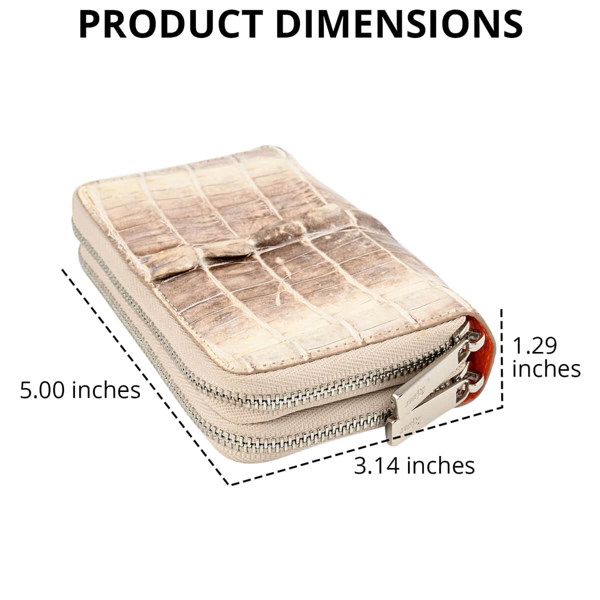 Closeout Brand River Cream Genuine Crocodile Leather Clutch Bag image number 2