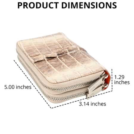 Closeout Brand River Cream Genuine Crocodile Leather Clutch Bag image number 2